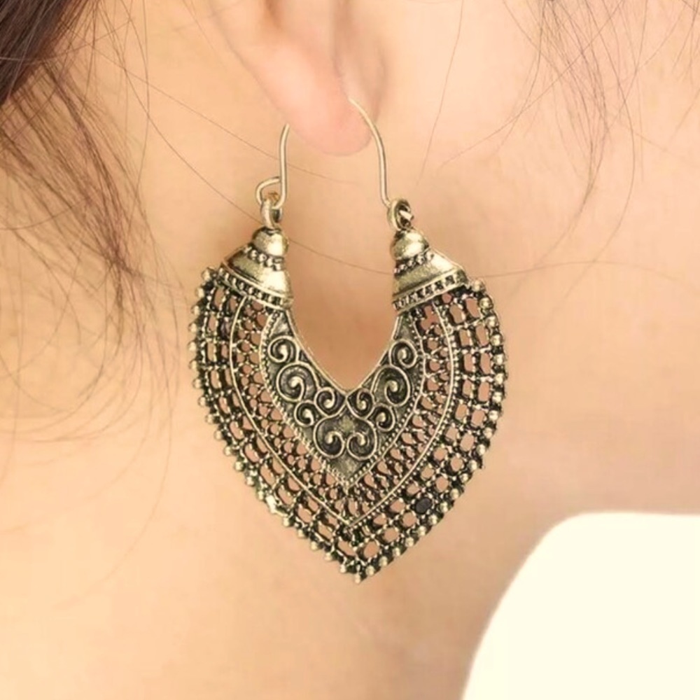 925 Sterling Silver vintage ethnic boho earrings - Picture 3 of 4